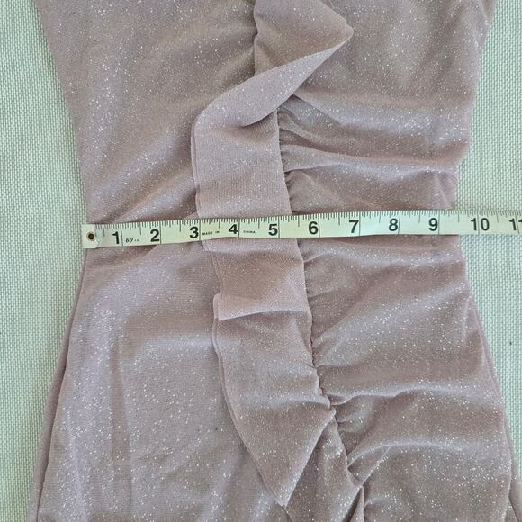 Windsor Mauve Sparkly Glitter Ruffle Sleeveless Fitted Mini Dress Sz Small (763) - Picture 9 of 10